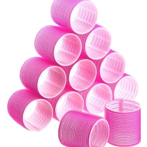 B A C K I N S T O C K 👏 Jumbo Black Or Hot Pink Velcro Rollers In A Black Satin Drawstring Bag. Easy Storage And Keeps Everything Together. Set of x12 Velcro Rollers Diameter 60mm x Length 64mm and x12 Stainless Steel Clips 9cm in Length, To Hold Rollers Firmly In Place. Fabulous after blowaving or curling hair to curl/set hair in place. Pop them in and let the hair cool down  15 -30 minutes. Pro Tip: We pop them in our hair then do our makeup or have brekkie. Makes an awesome gift 🎁 ... Large Hair Rollers, Rosé Red Hair, Velcro Rollers, Hair Curlers Rollers, Large Curls, No Heat Hairstyles, Medium Short Hair, Curl Styles, Roller Set