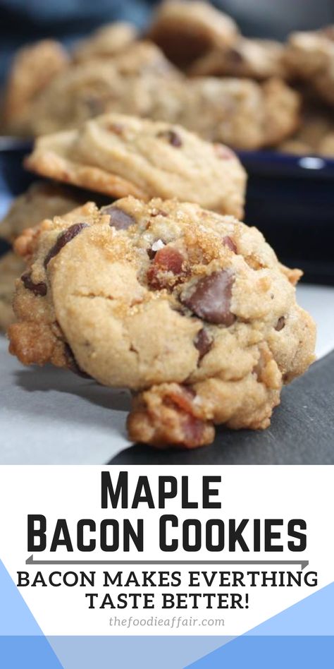 Bacon Molasses Cookies, Recipes With Golden Raisins, Chocolate Chip Bacon Cookies, Dessert With Bacon, Maple Bacon Chocolate Chip Cookies, Baking With Bacon, Bacon Cookies Recipes, Savoury Cookies Recipes, Maple Bacon Cookies Recipes