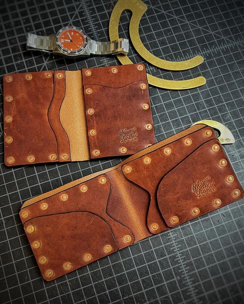 2 wallets / 52 solid copper rivets. Purely coincidentally, 26 rivets per wallet… * Santiago (rivet edition) * Mason 26 - #leather #leatherwork #leatherworks #leatherworker #leatherworking #leatherworkshop #handmade #leathercraft #leathercrafts #leathercrafter #leathercrafted #leathercrafting #leatherwallet #leathercraftsman Leather Embroidery, Leather Craftsmen, Leather Workshop, Handmade Wallets, Leather Crafts, Handmade Leather Wallet, March 20, Rivets, Leather Working