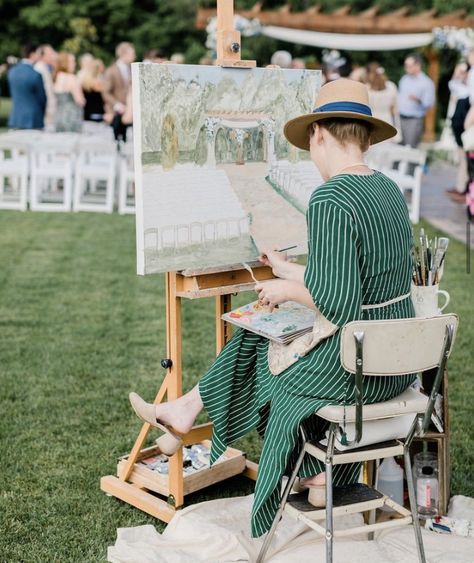 Wedding Painter, Wildflower Wedding Theme, Painting Station, Marrying Young, Victoria Wedding, Wedding Painting, Vintage Wedding Theme, Painting Activities, Wedding Activities