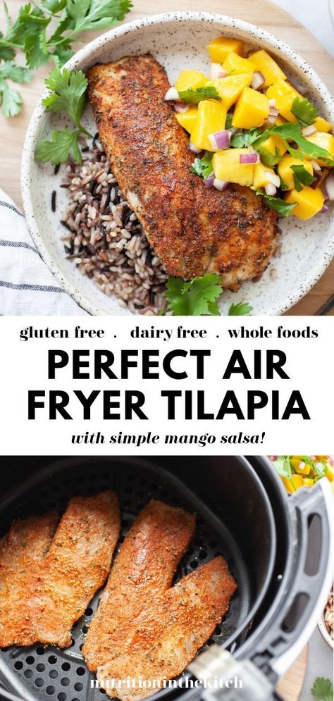 Talapia Ideas Air Fryer, Tilapia Air Fryer Recipes, Talapia Ideas, Tilapia Air Fryer, Air Fryer Tilapia, Air Fried Fish, Air Fryer Fish, Fish Dinner Recipes, Tilapia Recipes