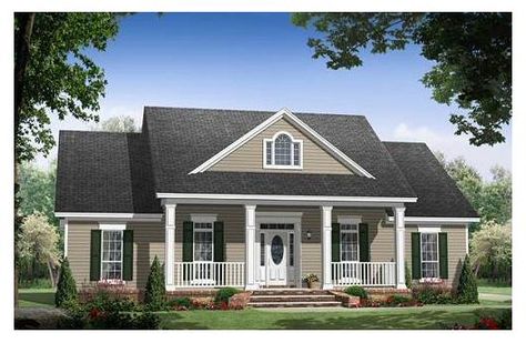 Nice size 1800+ square feet - flex space is good sewing room House Plans For Small Lots, 3 Bedroom 1 Story House Plans, Front Porch Renovation, Plans Architecture, House Dream, Porch Makeover, Farmhouse Traditional, Casas Coloniales, Garage Apartment