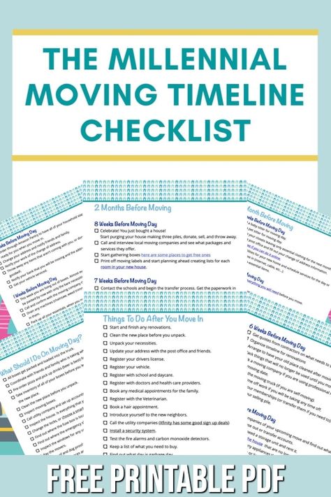 Packing Timeline For Moving, Moving Timeline Checklist, Apartment Moving Checklist, First Home Checklist, Moving Binder, Moving Printables, Moving List, Moving Timeline, Moving Labels