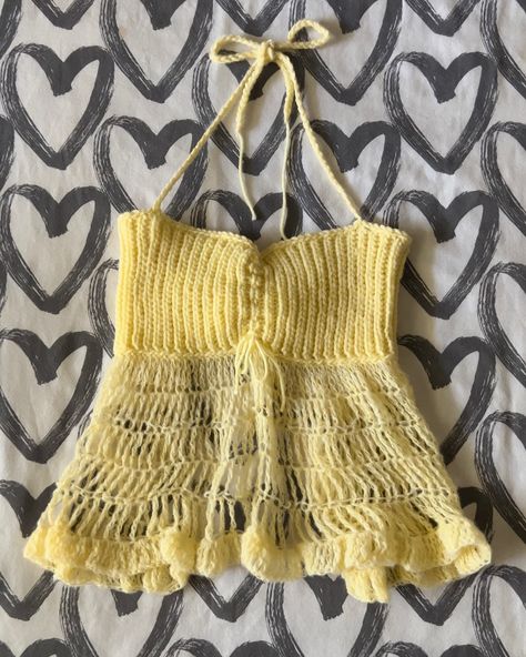 pink or yellow? 💗💛 The tutorial for this crochet babydoll top is finally posted on my YouTube channel, linked in my b!o 💕 For everyone who’s been waiting: thank you so so so much for your patience! I really can’t wait to see you all make it 🫶🏾 #crochet #crocheting #knit #knitting #crochetdesigner #yarn #fashiondesigner #machineknitting #handmade Crochet Babydoll Top, Crochet For Dummies, Crochet Babydoll, Lace Clothes, Knit Inspiration, Knitting Hacks, Yellow Crochet, Crochet Aesthetic, Crochet Business