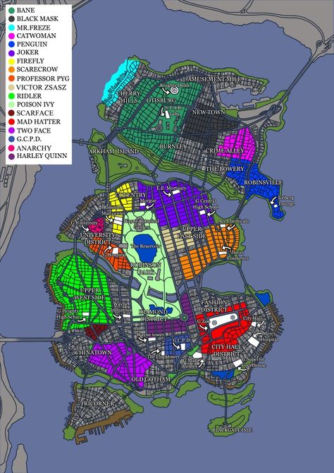 Gotham City Map, Batman City, Apocalypse Character, Fantasy Map Making, Batman Concept, Map Layout, Gotham Villains, Amazing Maps, Batman Arkham City