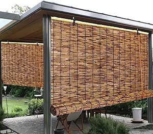 Outdoor Space Divider, Privacy Bamboo, Outdoor Screening, Sun Shade Patio, Porch Privacy, Pallet Deck, Porch Pergola, Bamboo Outdoor, Patio Blinds