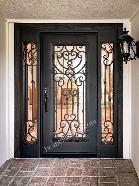 Turkish Doors, Wrought Iron Glass Door, Single Iron Door, Wrought Iron Entry Doors, Wrought Iron Front Door, Metal Front Door, Iron Front Door, Iron Entry Doors, Iron Door Design