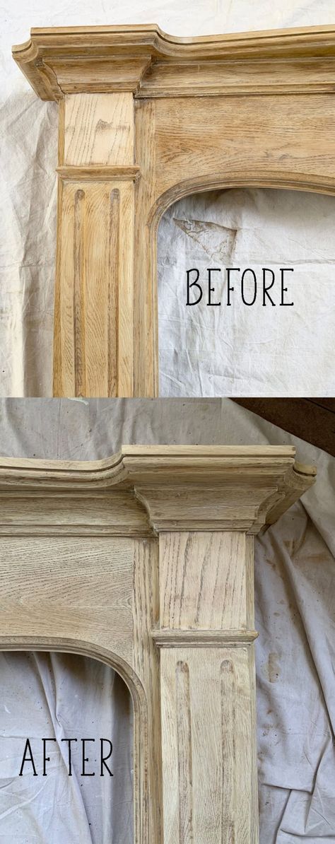 Use Zinsser Wood Bleach for an Instant Update - Start at Home Decor Wood Bleach, Bleach Wood, Raw Wood Furniture, Stripping Furniture, Oak Fireplace, At Home Decor, Oak Bedroom Furniture, Bleached Wood, Oak Bedroom