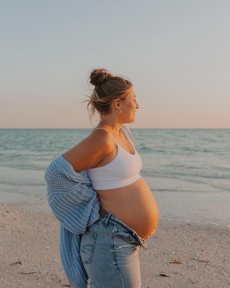 Nash’s mom & dad 🥺 • • • • • • #maternityphotography #maternity #maternityshoot #babyontheway #sarasotamaternityphotographer #sarasotamoms #sarasotaphotographer #sarasotaphotography #bradentonphotographer #bradentonfamilyphotographer #sarasotafamilyphotographer #unscriptedposingapp #candidchildhood Maternity Beach Photoshoot Jeans, Jeans And White Bra Maternity, Maternity Outfits For Photoshoot Jeans, Maternity Photography Denim, Maternity Outfits Beach, Maternity Pictures In Jeans, Open Jeans Maternity Shoot, Beach Maternity Photos Mom Only, Casual Beach Maternity Photos