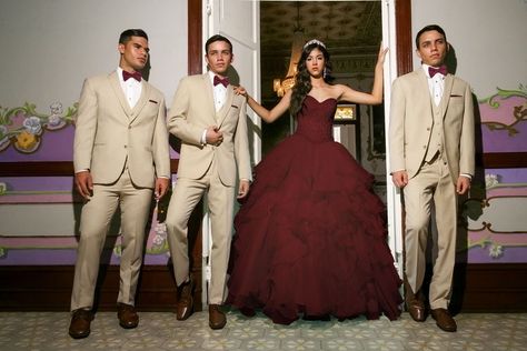 Outfits For Chambelanes, Quinceanera Chambelanes Outfits, Quince Chambelanes Outfits, Quinceanera Chambelanes, Burgundy Quince, Chambelanes Outfits Quinceanera, Chambelan Outfits, Chambelanes Outfits, Quinceanera Court