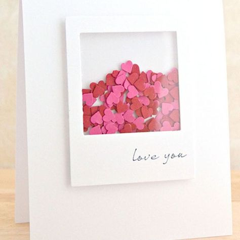 valentines day cards - polaroid heart shaker card Citation Saint Valentin, Saint Valentin Diy, Valentines Bricolage, Valentines Day Cards Handmade, Homemade Valentines Day Cards, Diy Valentines Cards, Handmade Gifts Diy, Happy Birthday Posters, Valentine Greeting Cards