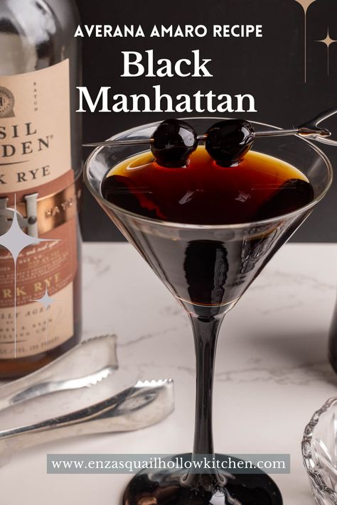 Black Manhattan Cocktail Recipe, Dark Manhattan Cocktail, Midnight Manhattan Cocktail, Best Manhattan Recipe, Black Manhattan Cocktail, Perfect Manhattan Cocktail, Cocktail Contest, Amaro Cocktails, Manhattan Drink