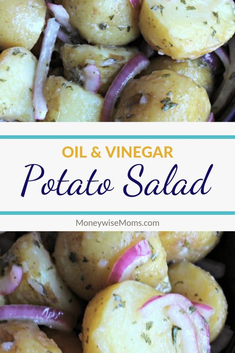 This easy side dish recipe is great for parties, events, or weeknight dinners! You can make my oil and vinegar potato salad ahead of time or serve it up cold. Potato salad recipes go great with everything so you can make this recipe year round! Simple Potato Salad, Vinegar Potato Salad, Red Potato Salad Recipe, Boil Potatoes, Potatoe Salad, Warm Potato Salads, Red Potato Salad, Potatoes Recipes, Frugal Recipes