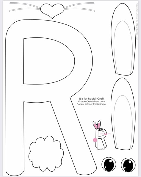 Letter R Template Free Printable, Letter R Crafts For Kindergarten, R Is For, Letter R Crafts For Preschoolers, Rainbow Tracing, R Is For Rabbit, Puzzle Alphabet, Letter A Coloring Pages, Cvc Worksheets