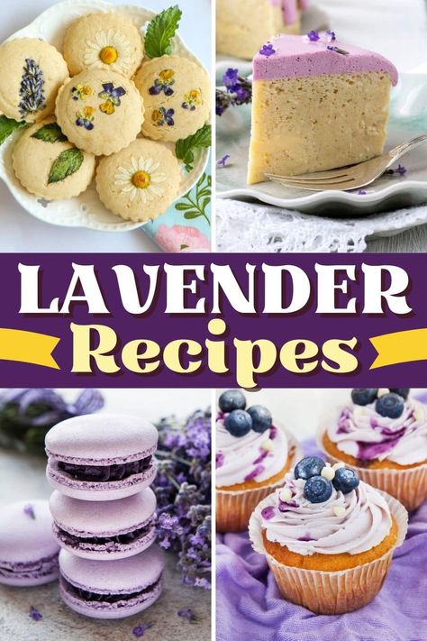 Lightly sweet and delicately floral, these lavender recipes are a real treat. From cookies and cakes to brownies and cocktails, you need to try them all! Lavender Desserts, Lavender Dessert Recipes, Lavender Food, Lavender Dessert, Lavender Cookies, Cookies And Cakes, Lavender Recipes, Tart Baking, Lemon Desserts