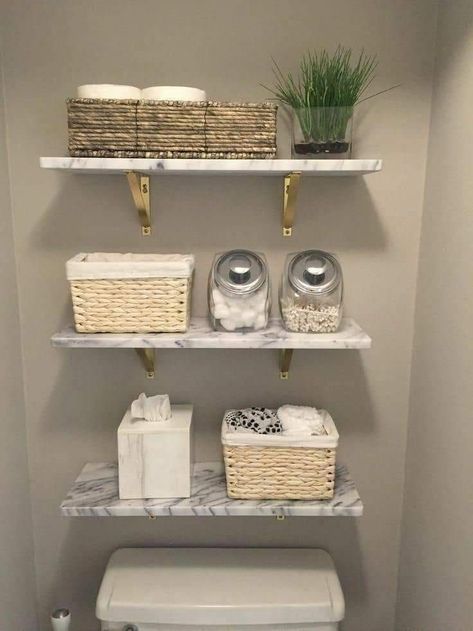 Farmhouse Bathroom Remodel, Mounted Shelves, Marble Wall, Diy Tips, Wall Mounted Shelves, Shower Design, White Bathroom, Diy Bathroom, Decor Rustic