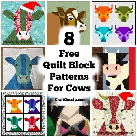 Quilting Block Patterns – Cows – Quilting Farm Quilt Patterns, Farm Animal Quilt, Cow Applique, Paper Pieced Quilt Patterns, Free Motion Quilting Patterns, Farm Quilt, Mug Rug Patterns, Quilt Block Patterns Free, Quilt Square Patterns