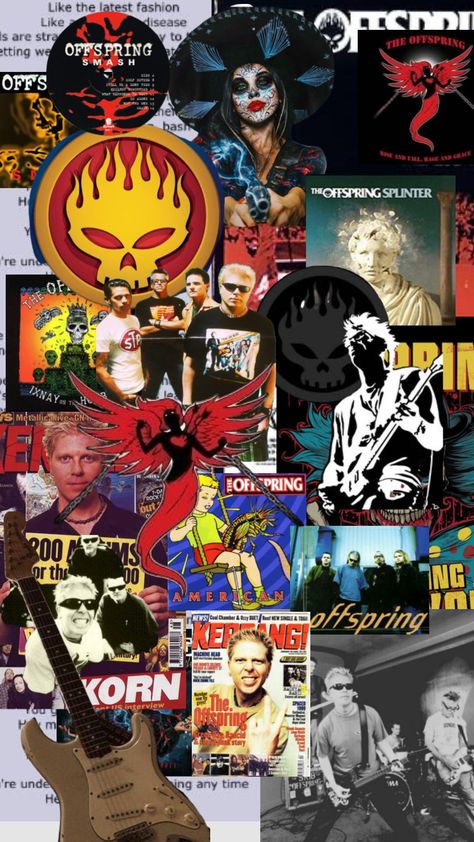 Punk Bands Posters, Dexter Holland, Rock Collage, Punk Wallpaper, The Offspring, Get A Girlfriend, Iconic Album Covers, Heavy Metal Rock, Band Wallpapers