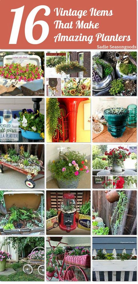 Upcycled Planter, Planters Garden, Unique Garden Art, Planter Project, Garden Junk, Upcycling Ideas, Unique Planter, Tomato Garden, Garden Containers