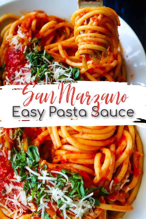 San Marzano Spaghetti Sauce, San Marzano Tomatoes Recipes, Best Pasta Sauce Recipe, Best Pasta Sauce, San Marzano Tomato Sauce, Pasta Sauce Recipe, Marzano Tomatoes, Easy Pasta Sauce, Parmesan Cream Sauce