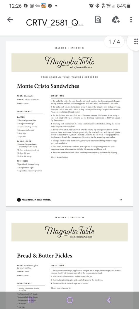 Joanna Gaines Monte Cristo Sandwich, Joanna Gaines Bread And Butter Pickles, Monte Cristo Recipe, Magnolia Table Recipes, Monte Cristo Sandwich, Monte Cristo, Magnolia Table, Lunch Specials, Joanna Gaines