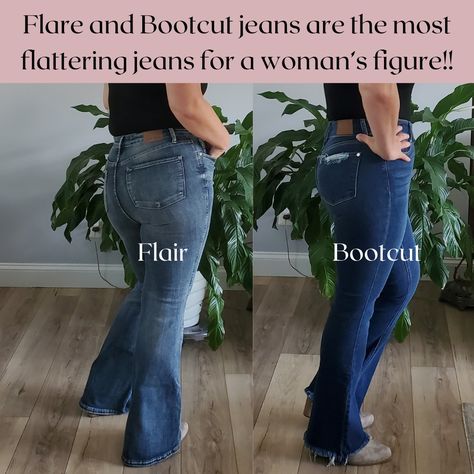 Why Flare & Bootcut Jeans Are the Most Flattering for a Woman’s Figure! 👖✨ Wondering why flare and bootcut jeans are must-haves for your wardrobe? Here’s why they’re so incredibly flattering: 🌟 Balance & Proportion: The slight flare at the hem balances out your hips, creating a beautifully proportioned silhouette. 🌟 Lengthens Your Legs: The shape of these jeans visually elongates your legs, giving you that taller, leaner look. 🌟 Versatile Fit: Whether you’re curvy or petite, these jeans hug... Petite Bootcut Jeans, Effortless Fall Outfits, Flattering Jeans, Fall Denim, Women Figure, Judy Blue Jeans, Cozy Sweaters, Bootcut Jeans, Perfect Pair