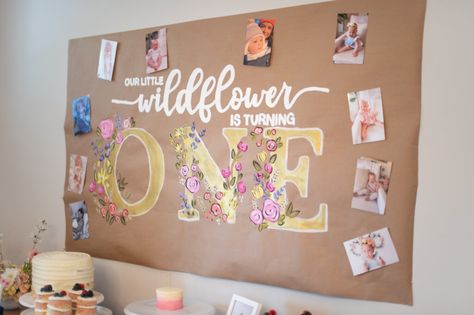 Wildflowers First Birthday, First Birthday Set Up Ideas, First Birthday Floral Theme, Wildflower Turning One, Our Wildflower Is Turning One, One Wildflower Birthday Theme, Wildflower First Birthday Theme, One Little Wildflower Birthday, Wild Flower Birthday