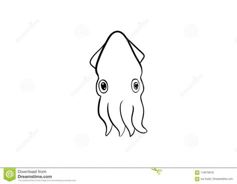 Simple Squid Tattoo, Easy Squid Drawing, Tiny Squid Tattoo, Squid Drawing Simple, Squid Tattoo Cute, Squid Drawing Cute, Squid Doodle, Squid Tattoo Design, Squid Drawing