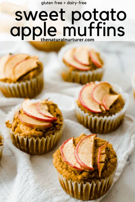 Apples And Sweet Potatoes, Healthy And Easy Breakfast, Healthy Muffins For Kids, Apple Sweet Potato, Natural Nurturer, Baby Muffins, Canning Sweet Potatoes, Potato Muffins, Sweet Potato Muffins