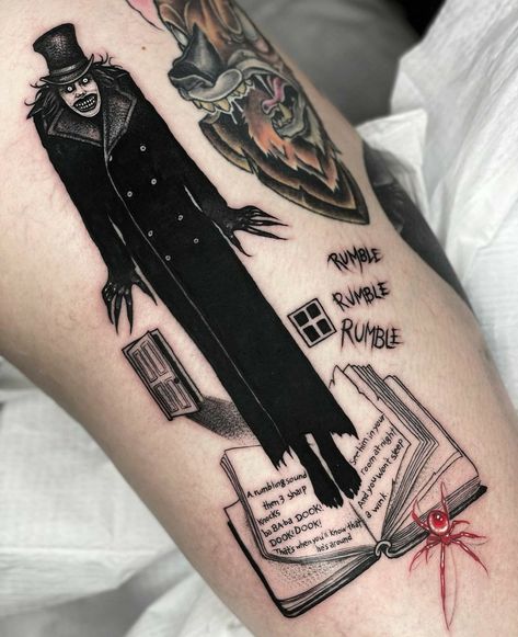 The Babadook, Sick Tattoo, Wicked Tattoos, Scary Tattoos, Creepy Tattoos, Weird Tattoos, Horror Tattoo, Tattoo Style Drawings, Friend Tattoos