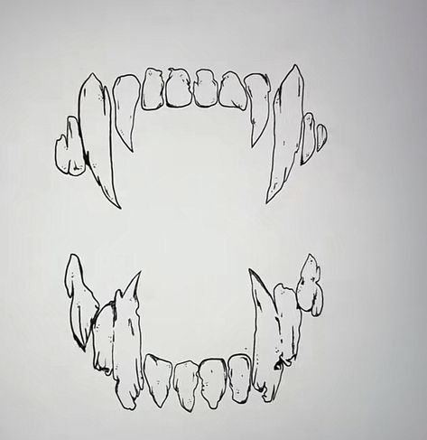 Vampire Jaw Tattoo, Fang Tattoo Teeth, Fangs Drawings, Vampire Fangs Tattoo, Fangs Tattoo, Vampire Teeth Tattoo, Barb Wire Tattoo, Dark Tattoos For Men, Leo Gifts