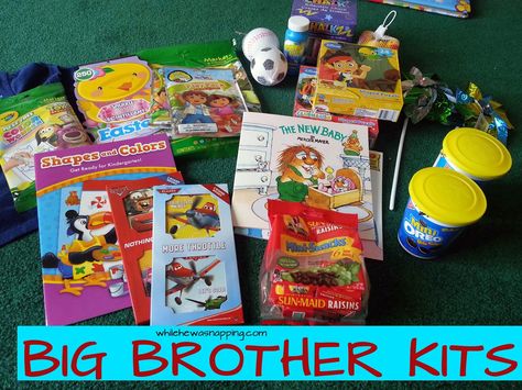 While He Was Napping: Big Brother Kits {From the Baby} Big Brother Kit, Big Sister Kit, Big Sibling Gifts, Big Brother Gifts, Brother Ideas, Brother Gifts, Big Brother Gift, Big Brother Big Sister, New Sibling