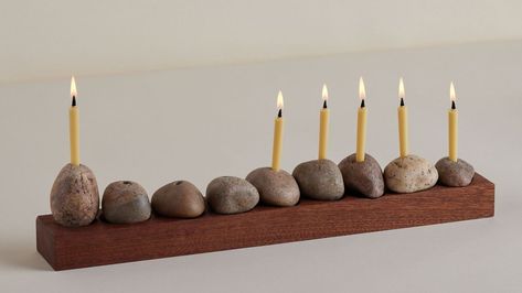 Rock Candle Holder, Shabbat Candle Holders, Rock Candle, Modern Judaica, Shabbat Candles, Hanukkah Cards, Seder Plate, Jewish Culture, Menorah