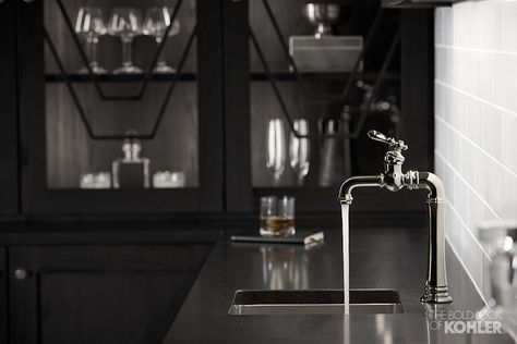 Featuring a signature top-mount lever handle, this Artifacts Gentleman's bar faucet evokes the comfort and camaraderie of a favorite pub. Grohe Kitchen Faucet, Kohler Artifacts, Bar Sink Faucet, Kohler Toilet, Bar Faucet, Bar Faucets, Kitchen Colour Schemes, Bar Sink, Soda Fountain