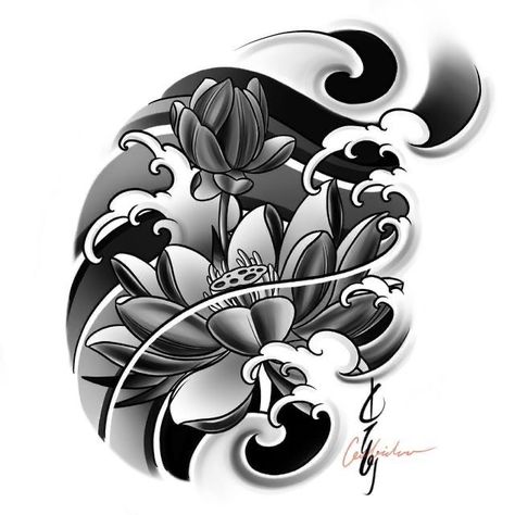 Japan Flowers Tattoo, Japan Tatoos Design, ကြာပန်း Tattoo, Lotus Japanese Tattoo, Flower Tattoo Designs Sketches, Japanese Flowers Tattoo Design, Japanese Lotus Flower Tattoo Design, Japanese Tattoo Art Flower, Japanese Sleeve Tattoo Design