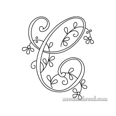 C Embroidery Letter, Embroidery Types, Hand Embroidery Letters, Free Monogram Fonts, Embroidery Letter, C Design, Embroidery Alphabet, Redwork Embroidery, Embroidery Letters