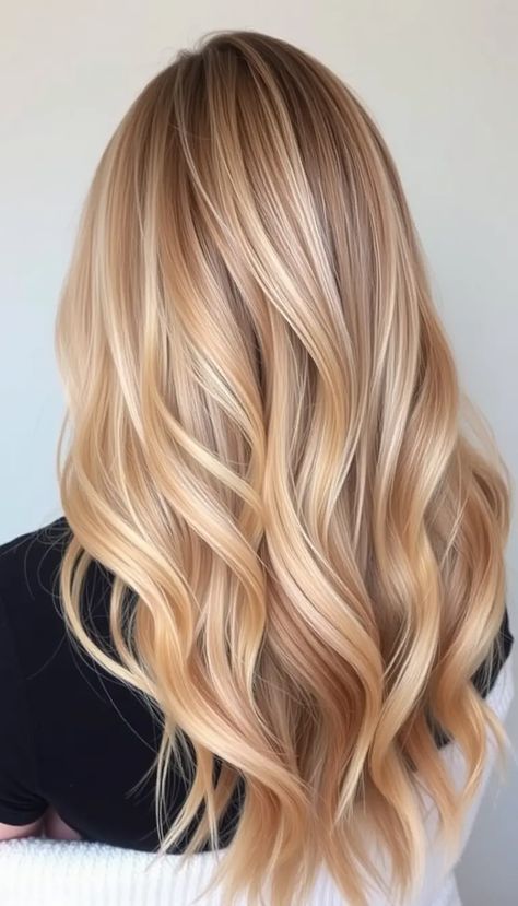 27 Fall Blonde Hair Color Ideas » DreamingFY Medium Gold Blonde Hair, Blonde With Cinnamon Lowlights, Natural Blonde Color Ideas, Blonde Hair Color Ideas Golden, Colors Of Blonde Hair Shades, Caramel Blonde Formula, Bright Buttery Blonde, Cinnamon Lowlights In Blonde Hair, Bright Honey Blonde Balayage