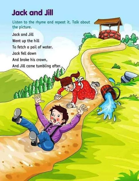 Jack And Jill Rhyme Pictures, Easy Poems For Kids, English Recitation, Simple Poems For Kids, English Rhymes For Kids, Rhyming Poems For Kids, Nursery Rhymes Preschool Crafts, Poem For Kids, English Poem