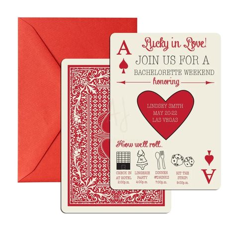 Casino Bridal Shower Invite By Invitation Only, Las Vegas Themed Bridal Shower Ideas, Casino Cards Design, Creative Invitation Card, Invite Layout, Anniversary Theme, Card Aesthetic, Vegas Theme, Hotel Party