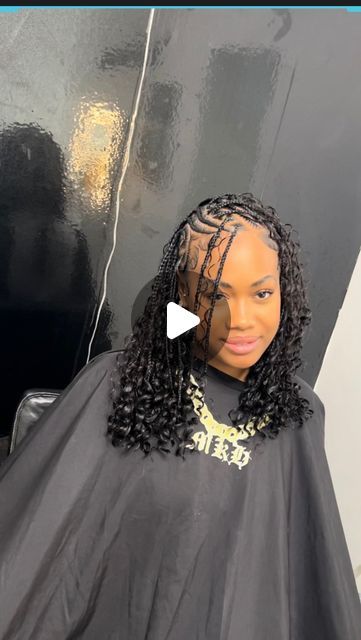 MIA / MRS PIMP YOUR HAIR / HAIRSTYLIST on Instagram: "Mia thee hairstylist as usual!!! Fulani braids “flip over” 😍🎀  #miakhylahair #braider #neatbraids #fulanibraids #hairstyle #blackownedbusiness" Bob Fulani Braids With Curls, Two Braids Black Girls Hair, Braids Infront Weave Behind, Braids With Butterfly Clips, Fulani Braids Styles, Flip Over Fulani Braids Short, Short Flip Over Fulani Braids, Boho Flip Over Fulani Braids Bob, Flip Over Fulani Braids Bob