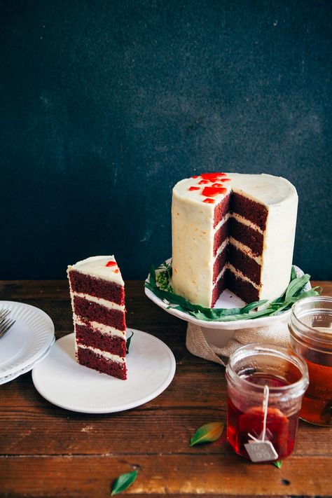 Valentine's Day Red Velvet Cake with Marzipan and Ermine Frosting Valentines Red Velvet Cake, Red Velvet Wedding, Red Velvet Wedding Cake, Ermine Frosting, Velvet Wedding, Baking Blog, Valentines Food, Occasion Cakes, Velvet Cake