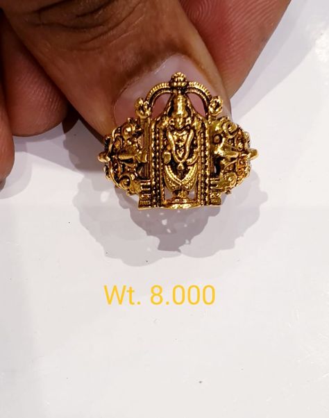 Venkateswara Swamy Gold Rings, Venkateswara Swamy Gold Rings For Men, Balaji Rings For Gents, Antique Mens Rings, Rudraksha Jewelry, Antique Necklace Gold, Venkateswara Swamy, Gold Earrings For Kids, Temple Jewellery Earrings