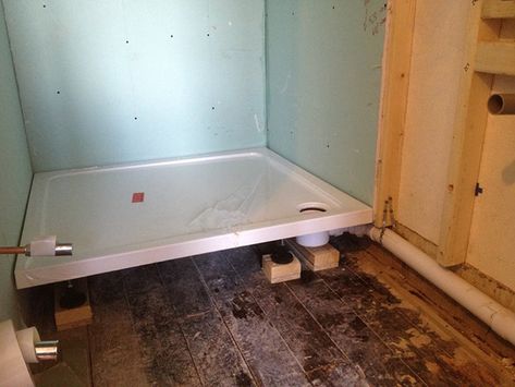 Fitting A Raised Shower Tray With Bathroom Installation In Leeds Shower On Raised Platform, Bath On Raised Platform, Raised Shower Platform, No Shower Tray, Shower Tray Ideas, Raised Shower Platform Basement, Raised Bathroom Floor Plumbing, Raised Shower Tray, Toilet Leaking Around Base