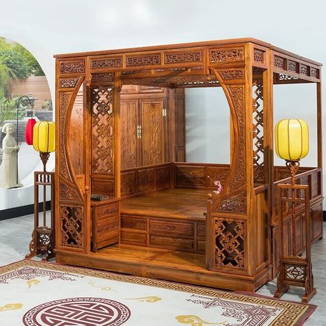 Qiangong Babu Bed Indonesia Rosewood Step Bed Solid Wood Moon Hole Bed Ming Canopy Bed - AliExpress Wood Moon, Bed Canopy, Canopy Bed, Wood Beds, Dream Bedroom, Future House, Bunk Beds, Loft Bed, Room Design