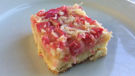 Lemon Rhubarb Bars Recipe | Allrecipes Rhubarb Bars Recipes, Rhubarb Squares, Lemon Rhubarb, Rhubarb Dream Bars, Rhubarb Bars, Rhubarb Desserts, Rhubarb Crisp, Rhubarb Crumble, Shortbread Bars