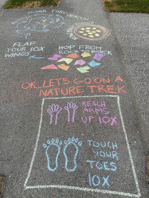 Sidewalk Chalk Art Ideas Hopscotch, Side Walk Chalk Obstacles, Chalk Walk Ideas, Sidewalk Chalk Obstacle Course For Kids, Sidewalk Chalk Obstacle Course Ideas, Interactive Sidewalk Chalk Art, Chalk Obstacle Course For Kids, Hop Scotch Ideas, Chalk Activities