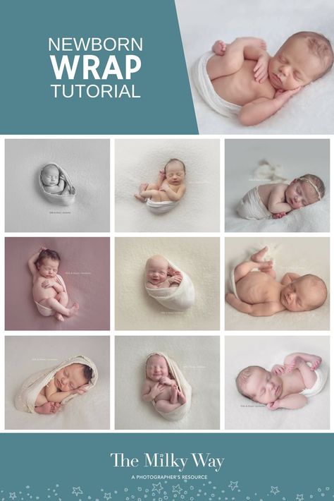 A Newborn Wrap Tutorial for Newborn Photography sessions with variations that will wow your clients! This newborn wrap photography tutorial will help give you some Newborn Photography ideas, Newborn Photography tips and newborn photography poses to use in your next newborn photoshoot.  | Newborn Wrap Tutorial via www.themilkyway.ca #photography #photographytips #newborn #newbornphotography #photoshoot #milkyway How To Swaddle Newborn For Photos, Swaddle For Photography, Swaddle For Newborn Pictures, How To Swaddle For Newborn Pictures, Newborn Photography Swaddle Tutorial, How To Swaddle A Newborn Photography, Newborn Swaddle Photography, Newborn Photography Swaddle, Newborn Wrap Photography