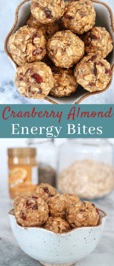 Almond Energy Bites, Cranberry Almond Energy Bites, Oatmeal Energy Bites, Snack To Make, Granola Bites, Energy Bites Recipes, No Bake Energy Bites, Energy Ball Recipe, Cranberry Almond