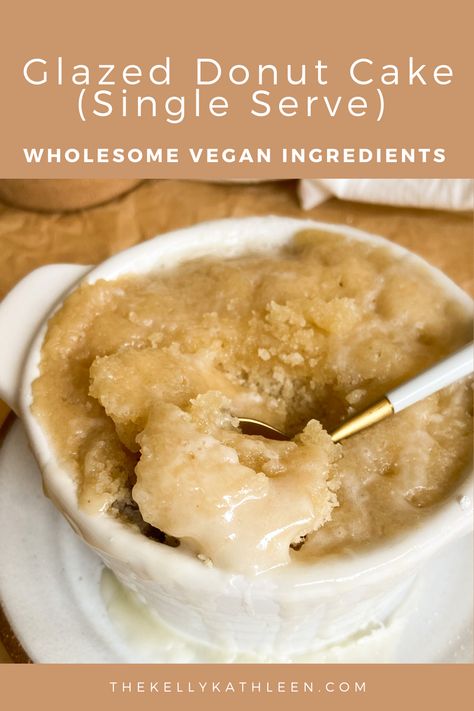 Glazed Donut Mug Cake, Single Serving Vegan Dessert, Vegan Single Serve Dessert, Glazed Donut Cake, Donut Mug Cake, Healthy Single Serve Desserts, Donut Cake Recipe, Dairy Free Dessert Recipes Easy, Decadent Breakfast