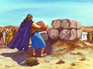 First Elijah took twelve stones and rebuilt a broken altar of the Lord. – Slide 33 Story Bible, Bible Artwork, Bible Video, Sunday School Classroom, Mount Carmel, Sunday School Crafts For Kids, 1 Kings, Bible Coloring Pages, Free Stories